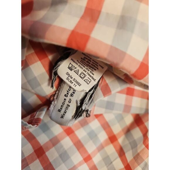 J Crew Men's Checkered Lightweight Dress Shirt Button Pink Short Sleeve Men XL - Picture 6 of 8